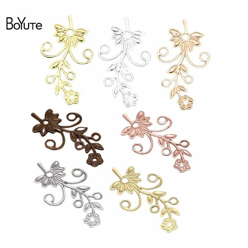 

BoYuTe (100 Pieces/Lot) Metal Brass Stamping 40*22MM Filigree Flower Findings Diy Handmade Jewelry Accessories Wholesale