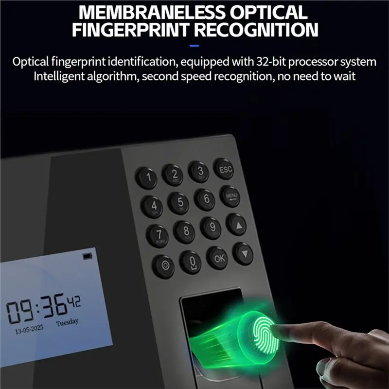 ABUO-Biometric Time Clocks For Employees Time Punch Machine For Business Fingerprint/Card/Password Attendance System-US Plug