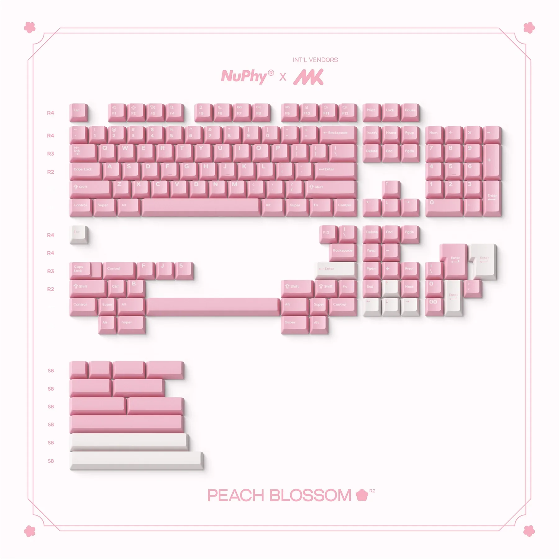 NuPhy Peach Blossom Berry Profile Dye-sub PBT Keycaps Set Suitable for AIR Series AIR60 V2/AIR75 V2/96 V2