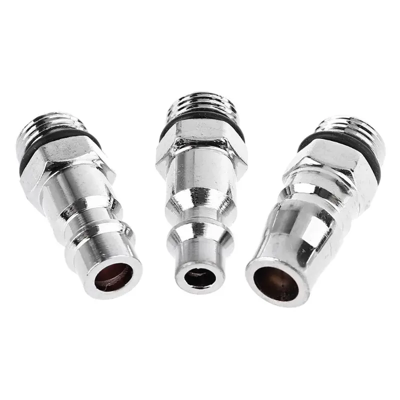 

3x Convenient Quick Coupler 1/4 NPT Male Threads Size Tools US JP EU Type Set Air Hose Connector Fittings for Industry KXRE