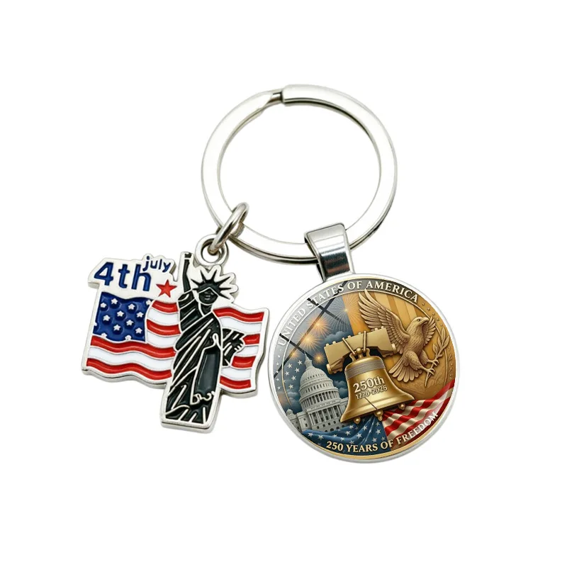 The United States 250th Anniversary Commemorative Keychain Fashion Trendy Versatile Key Ring for Men Women Daily Use