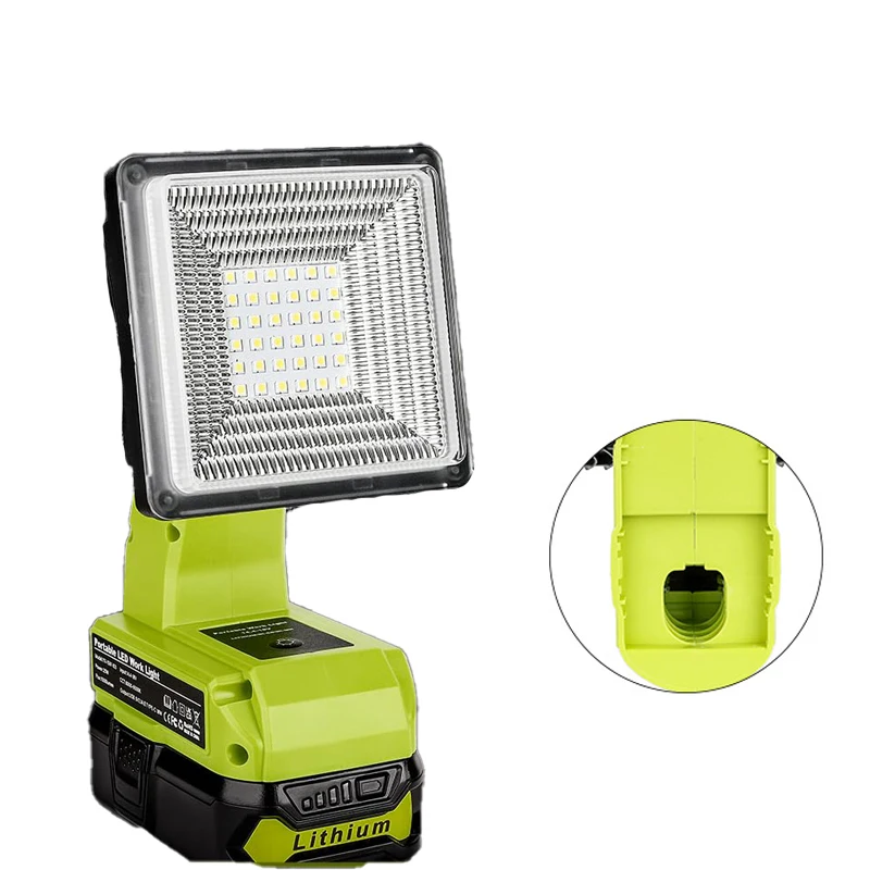 

15W 2000LM Rechargeable Portable Light Cordless LED Work Light for Ryobi 18V Lithium Batteries for Job Site and Emergency Use