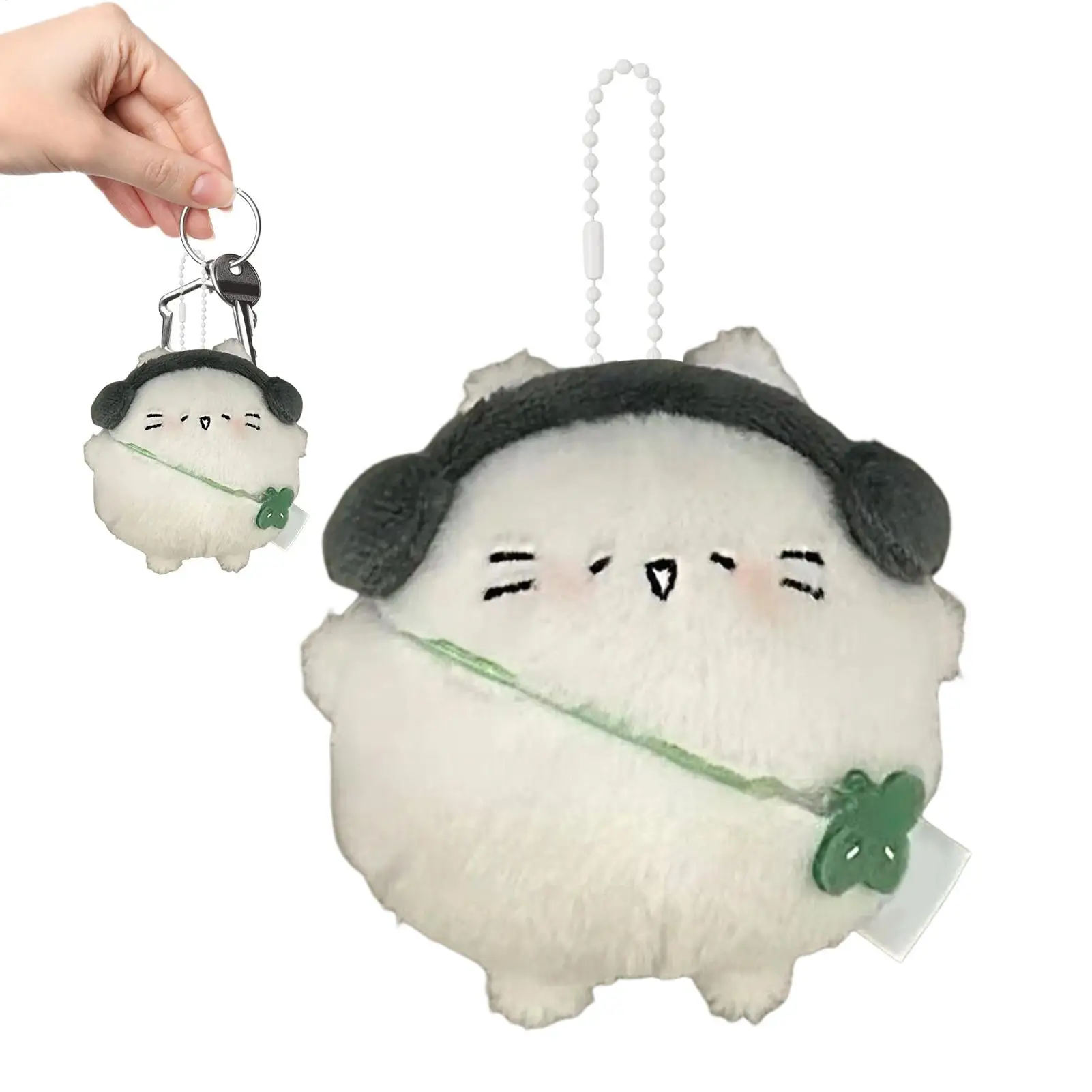1PC Cute Headphones Kitten Plush Cartoon Doll Props School Bag Ornament Backpacks Pendant Handbag Charm Christmas Gifts