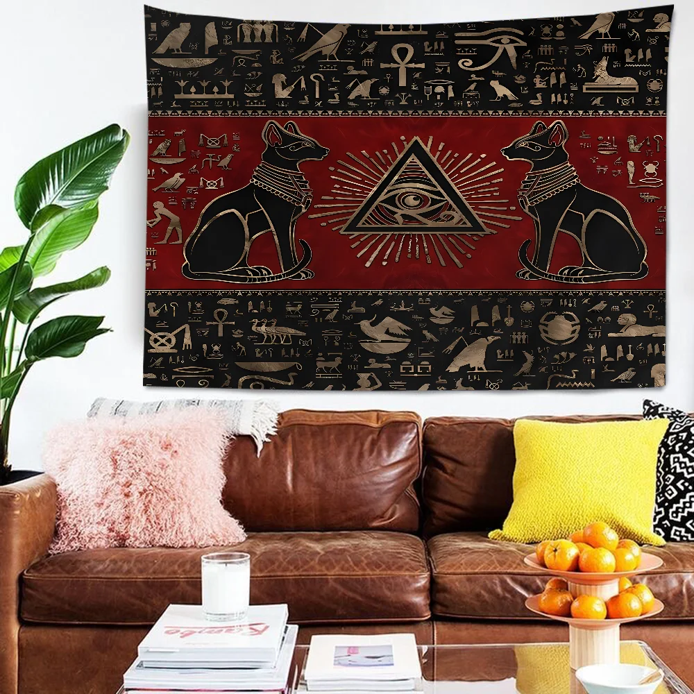 

Ancient Egyptian Mythological Ideographic Sign Symbols Printed Tapestry Cheap Hippie Wall Hanging Wall Tapestries Home Decor