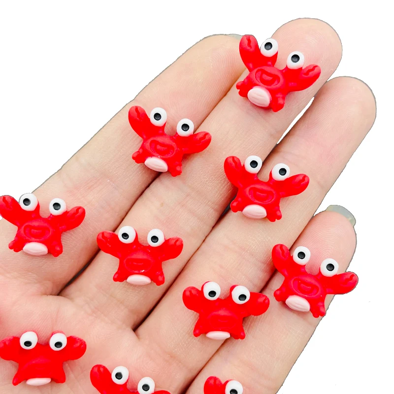 20 Pcs New Cute Mini Cartoon Funny Crab Flat Back Resin Scrapbooking DIY Jewelry Hairpin Earwear Craft Decoration Accessories