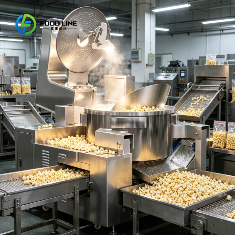 Customized  Automatic Gas Heating Popcorn Machine Large Capacity Industrial Caramel Popcorn Equipment for Commercial Snack Use