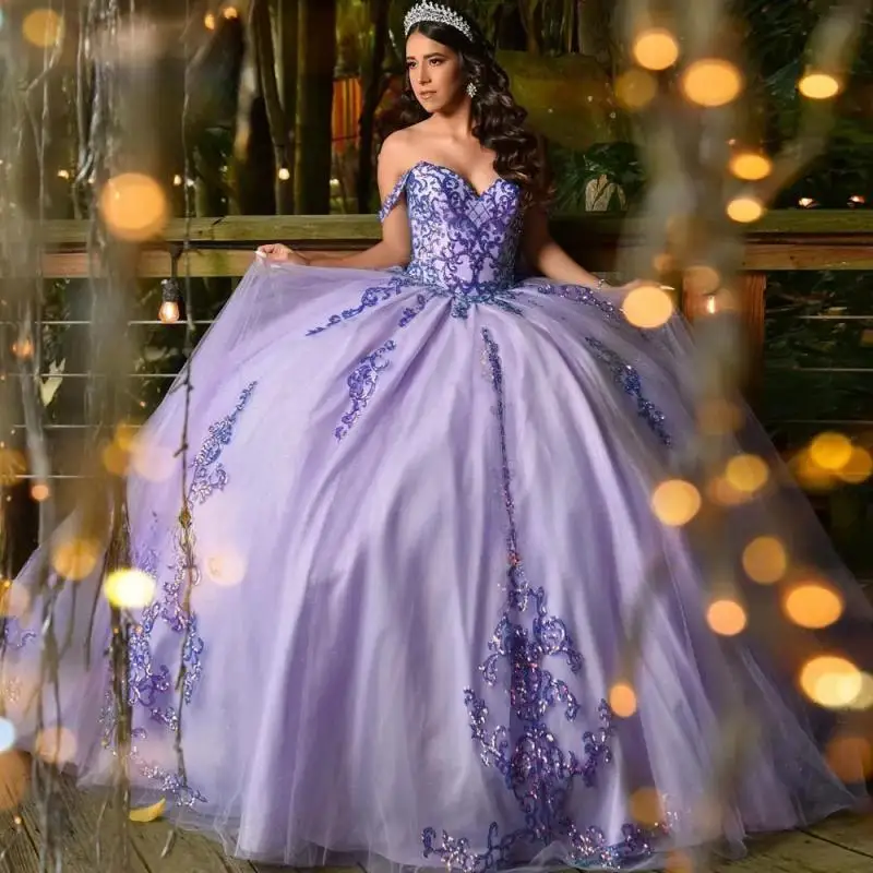 Vestidos Elegantes De quinceañrea, Vestido De baile púrpura, escote corazón XV, dulce 16, tul, 15 Quinceañeras, espagueti Miss, 2024