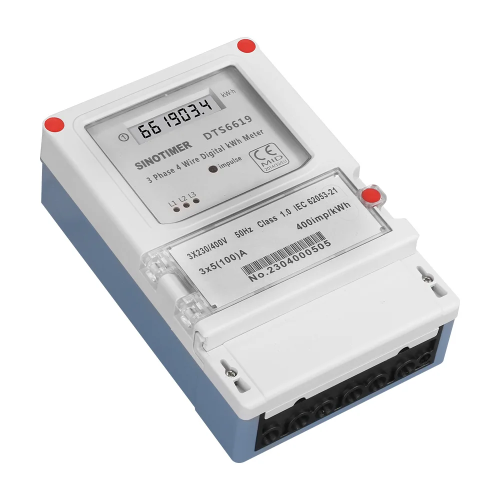 LCD Digital Energy Meter AC 400V 5-100A 50Hz 3 Phase 4 Wires kWh Power Consumption Electricity Measurement Wall-mounted