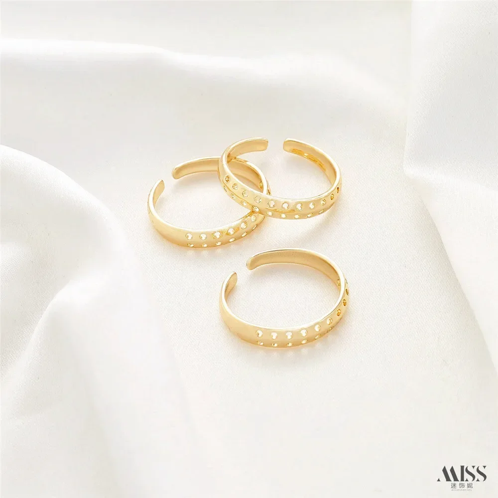 

14K Gold Bag Adjustable Double-row Perforated Ring Bead Binding Line Ring Holder DIY Handmade Accessories