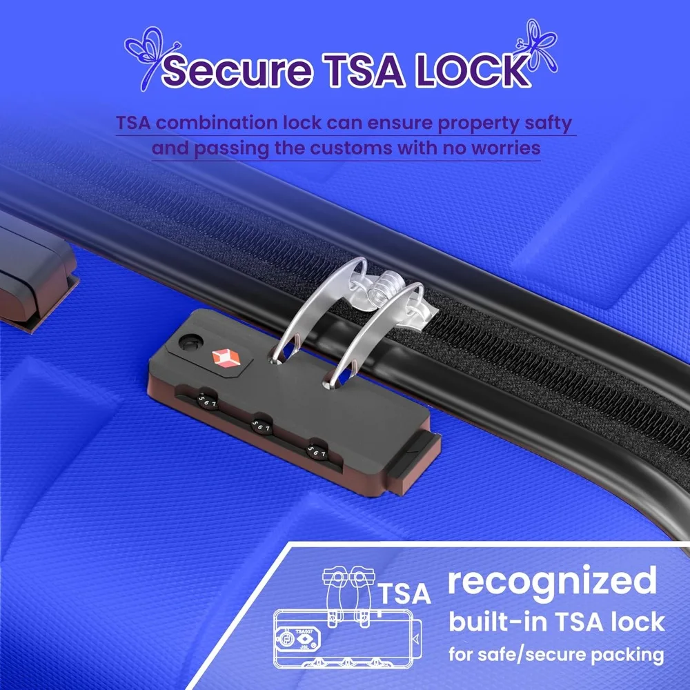 Juego de maletas de 3 piezas con carcasa dura de ABS liviana con 4 ruedas giratorias, cerradura TSA, juego de maletas de viaje para 20