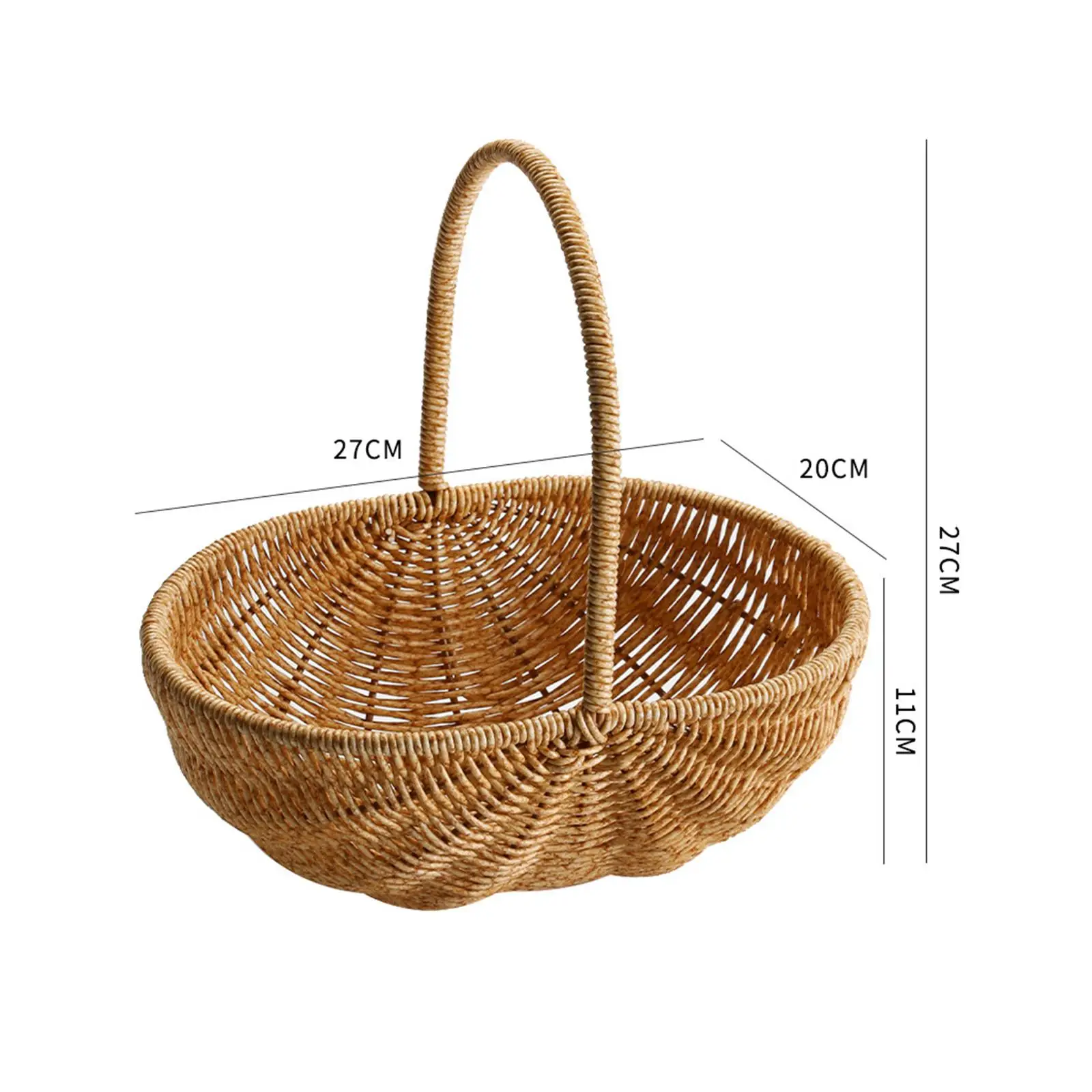 Storage Basket Sundries Organizer with Handle Flower Baskets for Decoration Vegetables Holder Basket for Picnic Garden Party