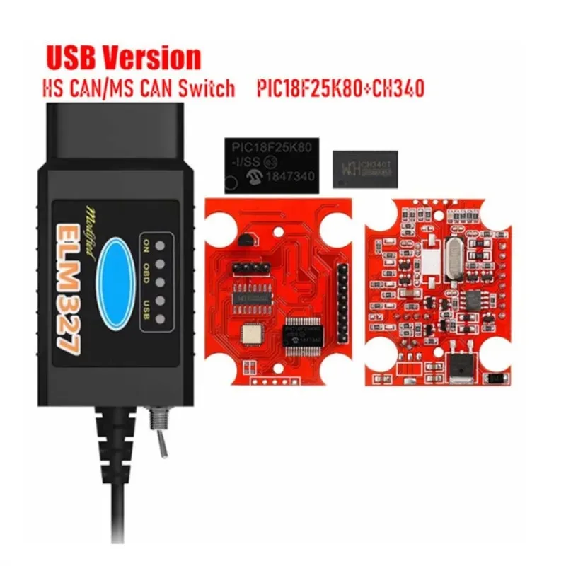 for ELM327 USB V1.5 with Switch HS MS for Ford Forscan for Ford Brush Hide OBD2 Scanner Diagnostic Tool