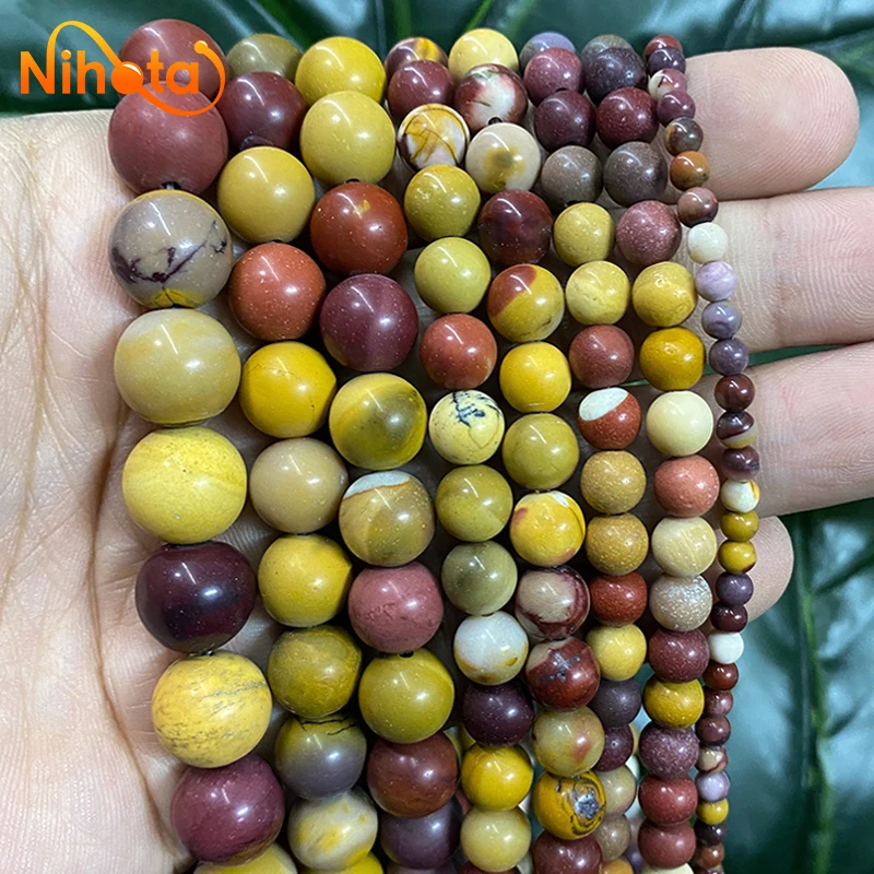 Matte Mookaite Egg Yolk Natural Stone Round Beads 4/6/8/10/12mm Handmade Earrings DIY Bracelets for Jewelry Making 15\