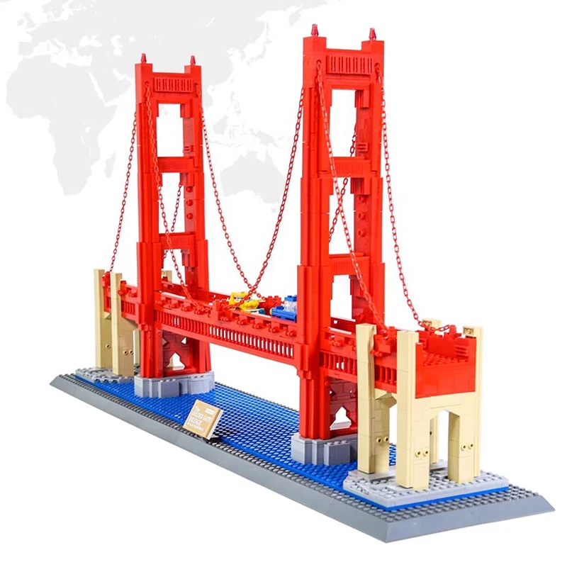 WG6210 Large World City Landmark Building San Francisco Golden Gate Bridge Building Blocks Adult Boy Technical Bricks Toy Gifts