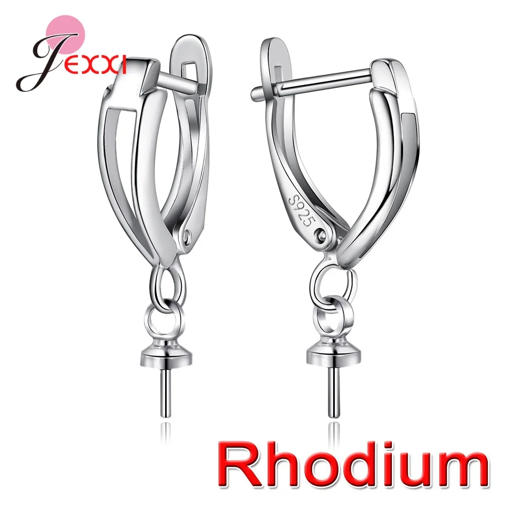 CZ cyrkon 925 srebro kolczyki DIY ustalenia cyrkonia zatrzaski haki okucia Making akcesoria Hook biżuteria 1 para — zdjęcie 4