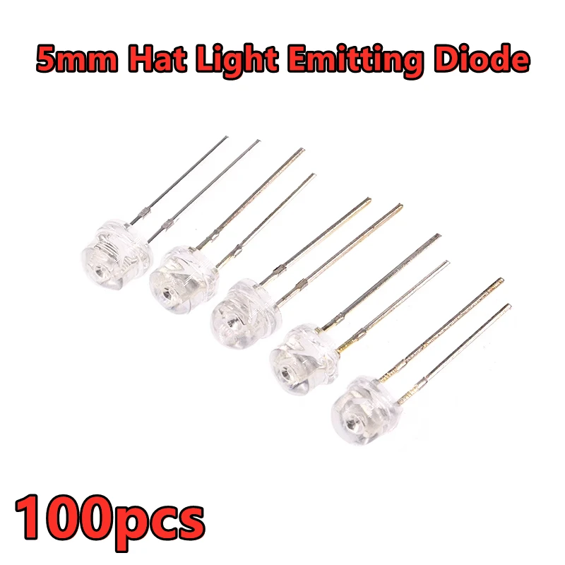 

50pcs Hat Light Emitting Diode LED White Red Yellow Green Blue Light Emitting Diode Multipurpose Electronic Lamp DIY Kit