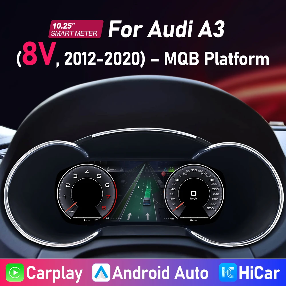Panel de Instrumentos Digital para Auto de 10.25 Pulgadas para Audi A3 8V 2012-2020, Velocímetro, CarPlay, Android Auto, Pantalla con Función de Reflejo