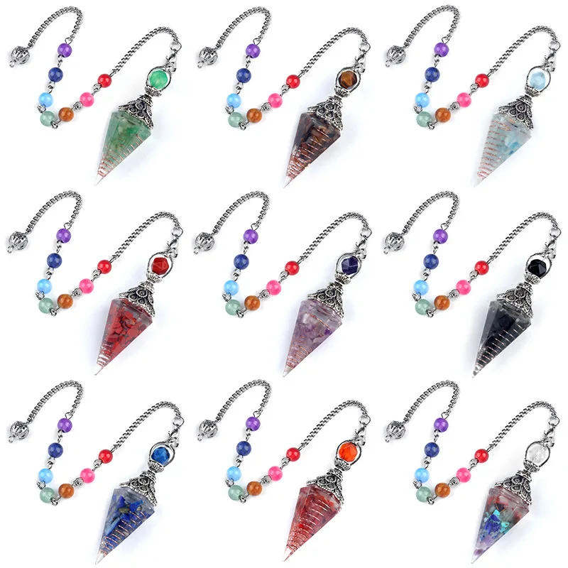 Crystal Healing Stone Quartz Pendulums Spiritual Hexagonal Pointed Resin Witchcraft Supplies Balancing Accessories Divination