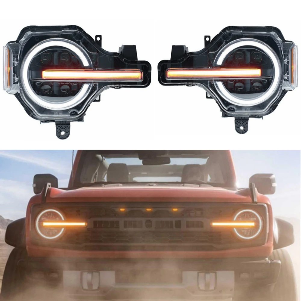 

ROLFES Car Headlight For Ford Bronco 2020-2023 Upgrade Modification Automotive Assembly LED DRL Low High Beam Turn Signal Light