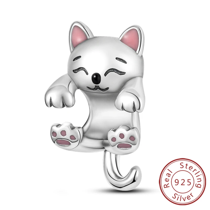 Charm-Anhänger aus 925er-Sterlingsilber, rosa, passend für Original-Charm-Armbänder, Halsketten, Perlen, DIY-Schmuckzubehör