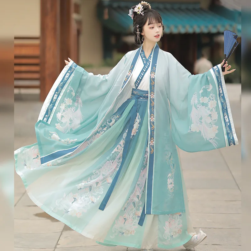 3 Stks/set Chinese Oude Kleding Hanfu Jurk Voor Vrouwen Meisje Halloween Feest Carnaval Cosplay Performance Han Fu Jurk Dagelijks Pak