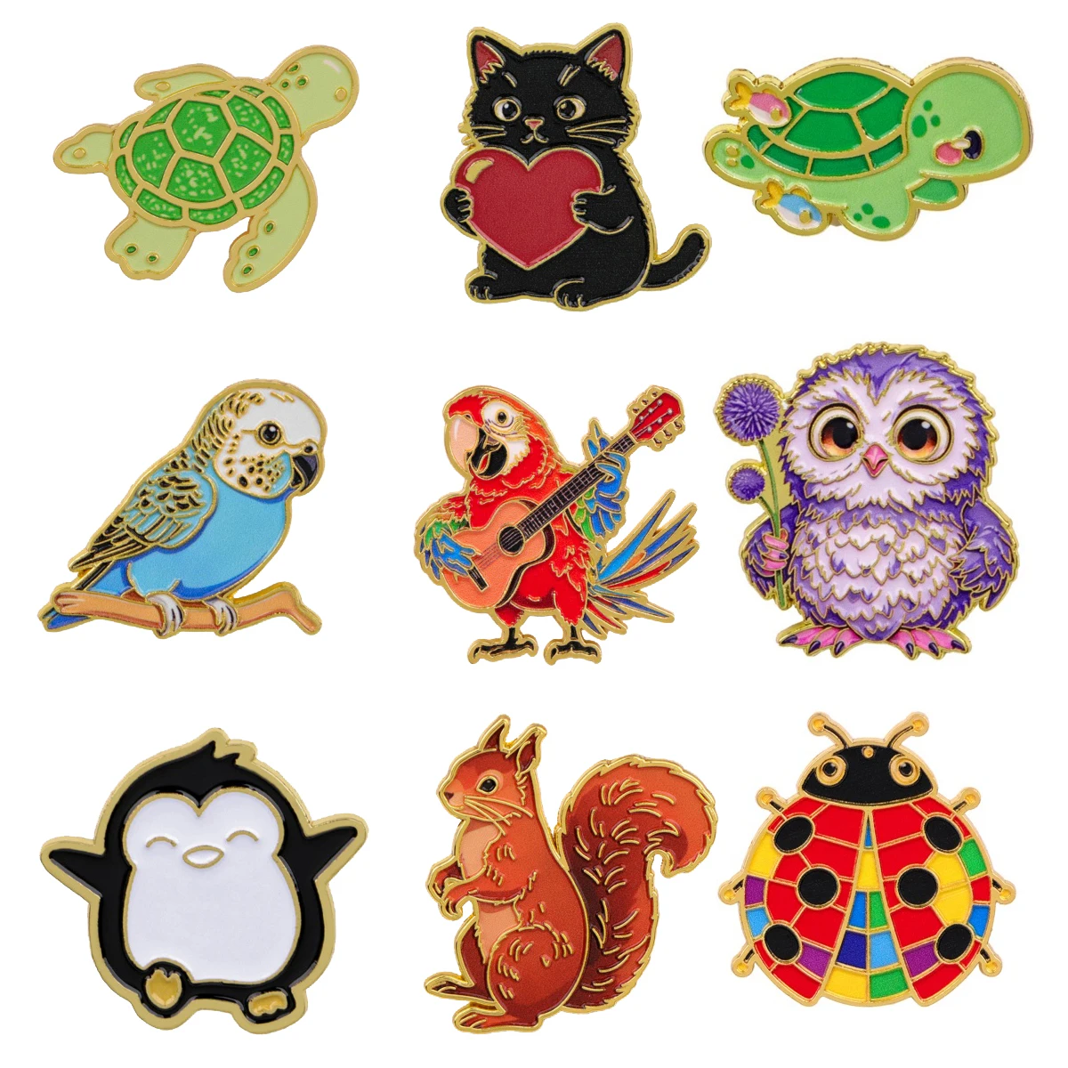 Sea Turtle Enamel Pin Cartoon Animals Brooch For Coat Cute Bird Brooches Collar Lapel Pins Metal Badges Jewelry Gift for Friends