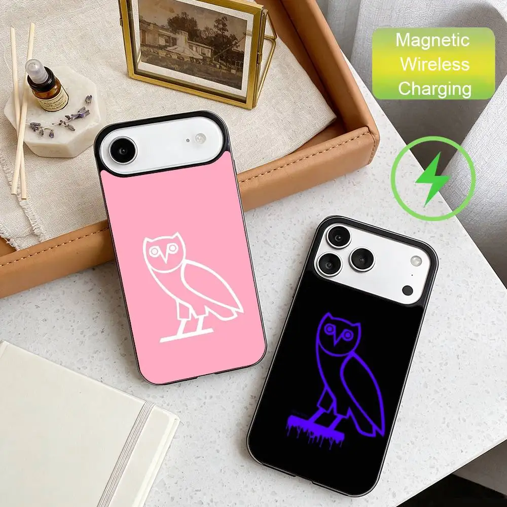 

D-Drake O-OvO OWL Phone Case For iPhone17,16,15,14,13,12,11 Max Black Wireless Charging Protecitve Cover