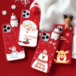 Coque de Noël 3D Père Noël Ours Renne pour iPhone, Juste, 12, 13, 11, 14, 15 Pro Max, 12, 13 Mini, 7, 8 Plus, XS Max, X, Poly SE, Chancelier