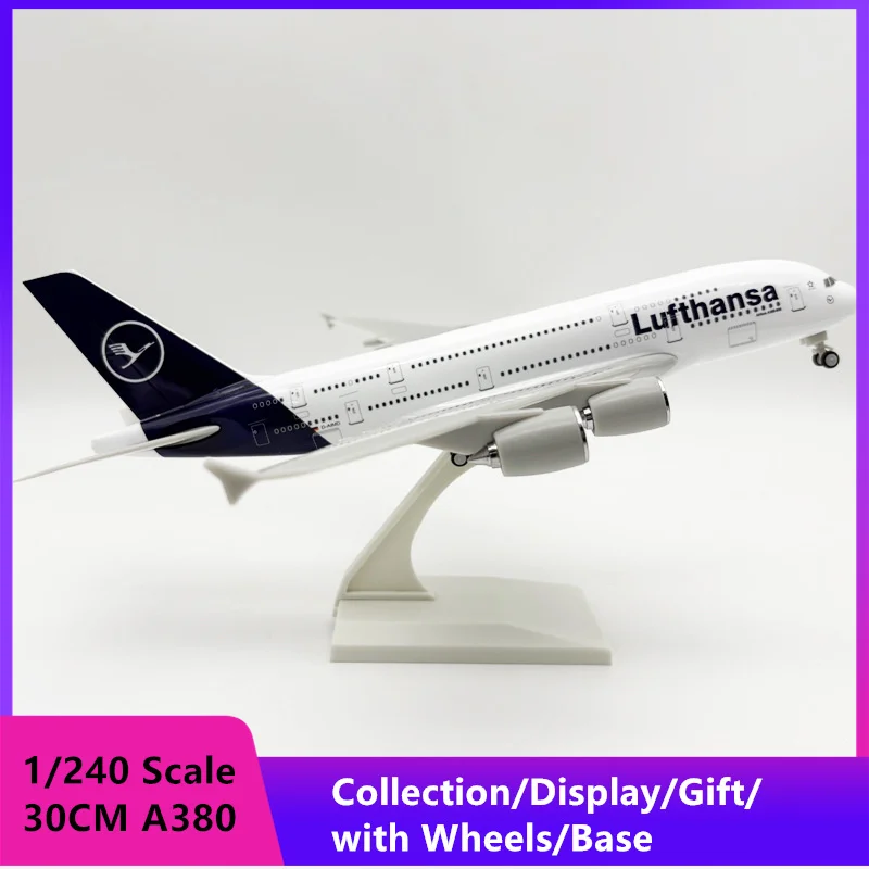 

1/240 Scale 30cm Lufthansa Airplane Airlines A380 Diecast Resin Aircraft With Wheel Landing Gear Collection Display Gifts Decor