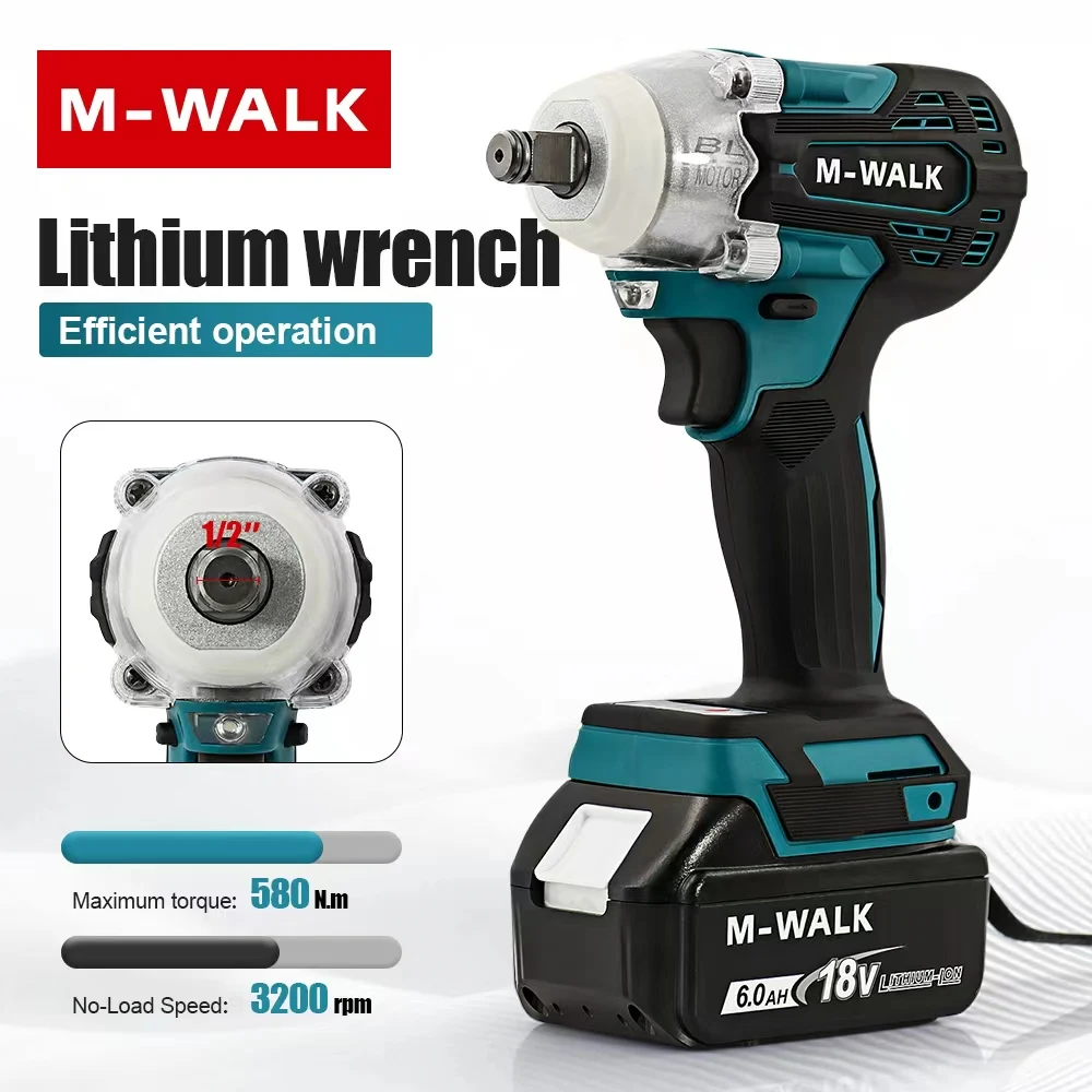 مفتاح ربط كهربائي بدون فرش مفك براغي 1/2 بوصة عزم دوران 330N.m أدوات كهربائية قابلة لإعادة الشحن لدبوس بطارية ماكيتا 18 فولت #1