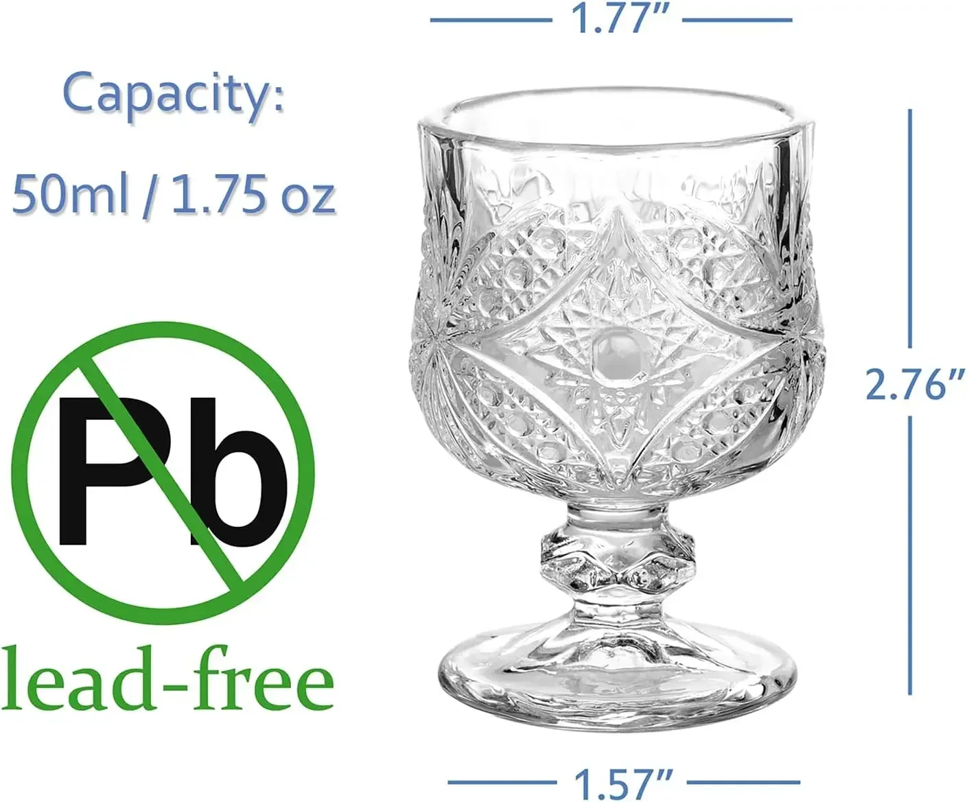 1.75oz Shot Glasses Set of 6/Super Cute Shot Glasses/Cordial Glasses/Sherry Glasses/Classical Style/Lead-free