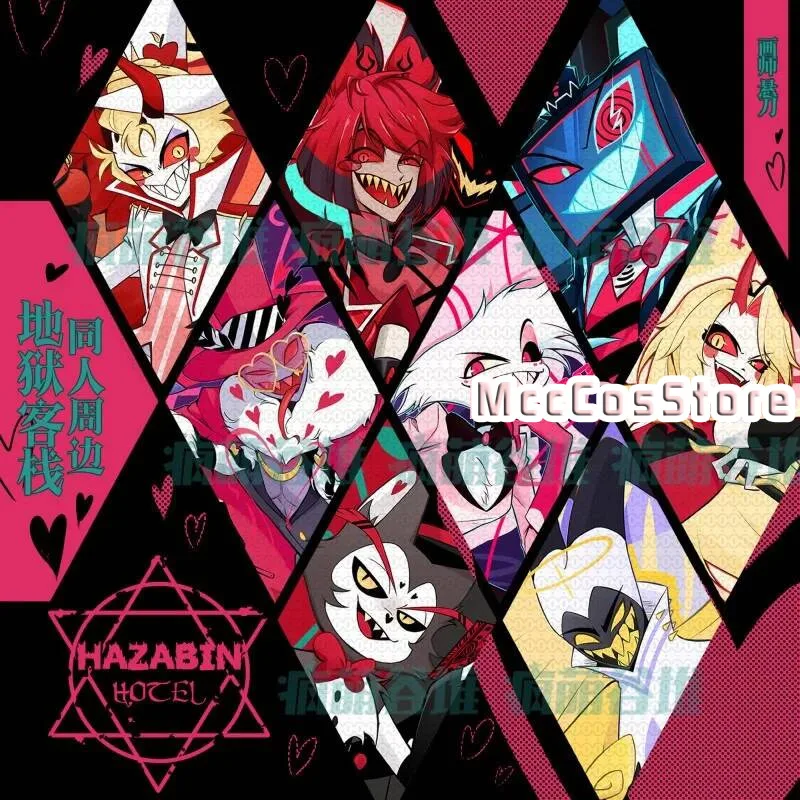 

Hazbin Hotel Alastor Vox Lucifer Angel Dust Adam 75Mm Double Flash Badge Anime Postcard Cartoon Brooch Bag Decor Gift Cosplay