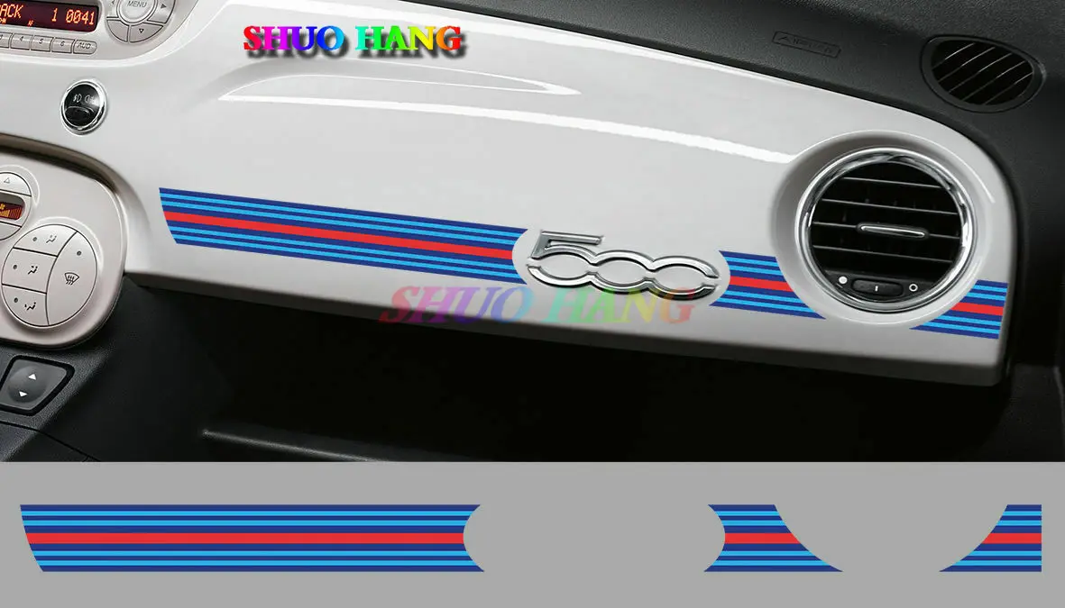 Fiat 's' 500 DECO Sticker BD536-4 for Abarth, Martini Racing Dashboard Vinyl Auto Parts Decorative Car Sticker PVC