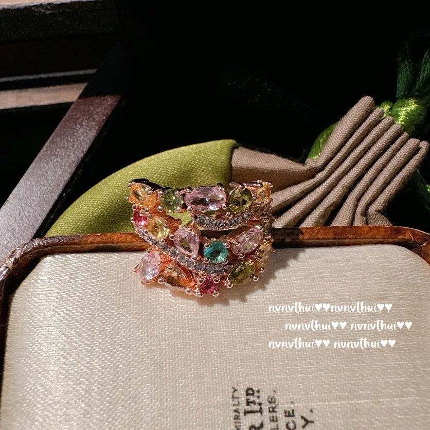 Luxury 18K Rose Gold Plated Multicolor Cubic Zirconia Set