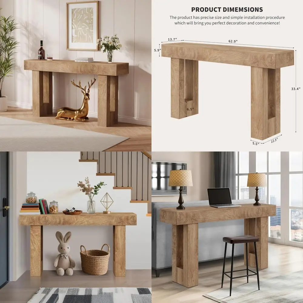 طاولة أريكة خشبية مستطيلة ريفية لغرفة المعيشة والممر والمدخل