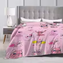 Stitch Couple Blankets Ctue Warm Print Plush Bedding Throws For Couch Bed Camping Flannel Bedspread Bed Cover