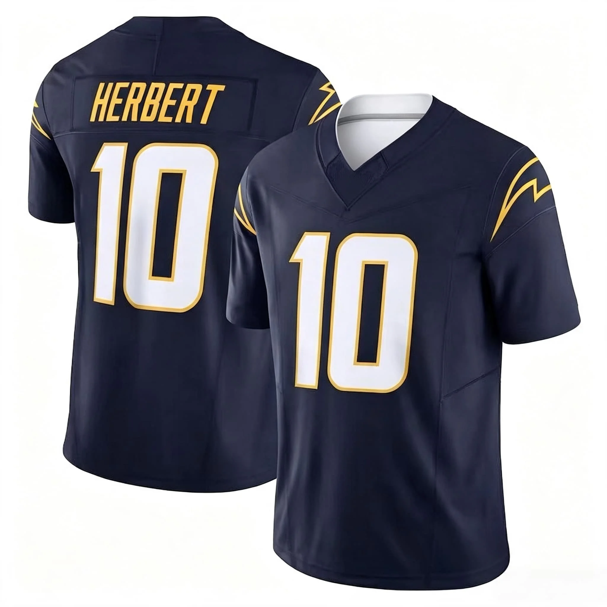 Herren # 10 Justin Herbert Hellblaues Limited Edition Kurzarm American Football Trikot Rugby Sportuniform für Fans und Familien – Detail 5