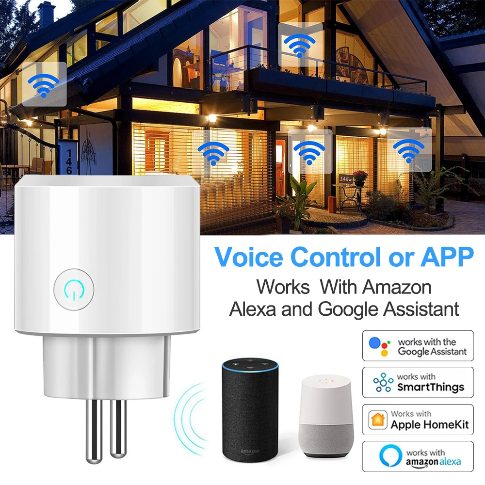 Matter 16A Electricity Energy Metering WiFi Smart Plug EU Smart Socket Voice Control Works With HomeKit Alexa Home Smartthings