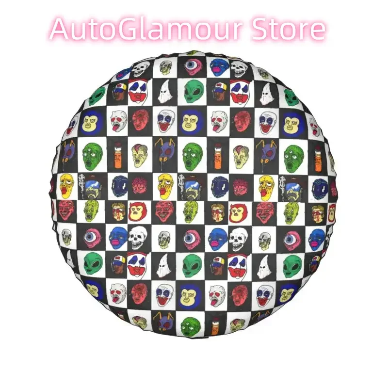Custom Mr Checkerboard Spare Tire Cover for Jeep Wrangler Funny Cartoon 4WD 4x4 RV Car Wheel Protectors 14