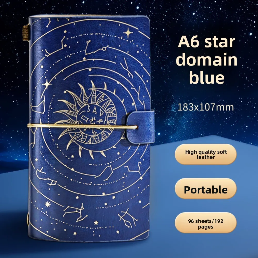 Retro Gold Stamping Notebook Leather Cover Twelve Constellations Starry Sky Notebook Waterproof Smooth Writing