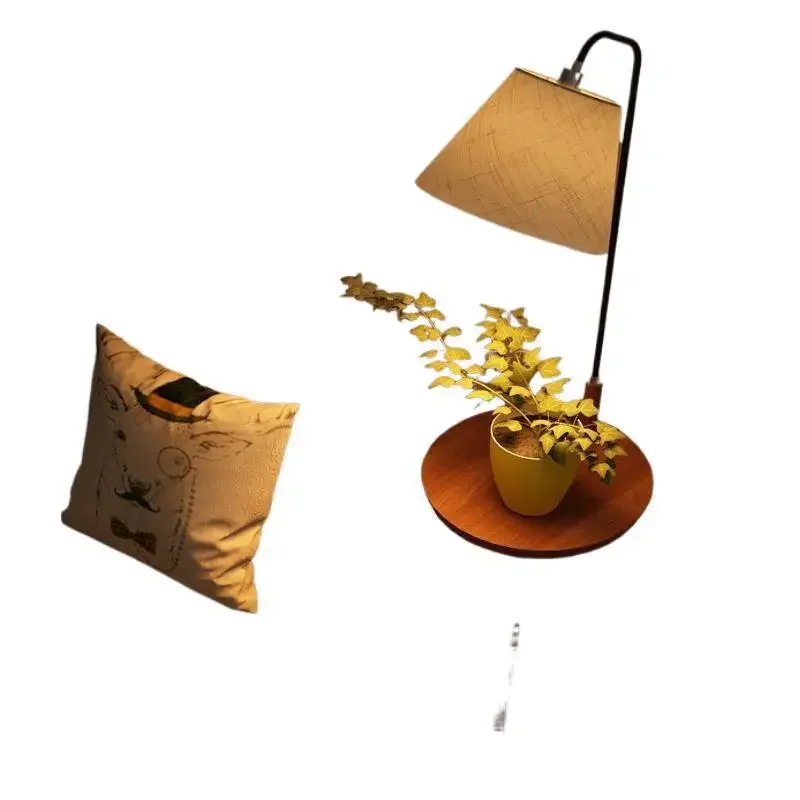 

integrated Internet celebrity standing table lamp, solid wood floor lamp, living room sofa, coffee table next to the sofa