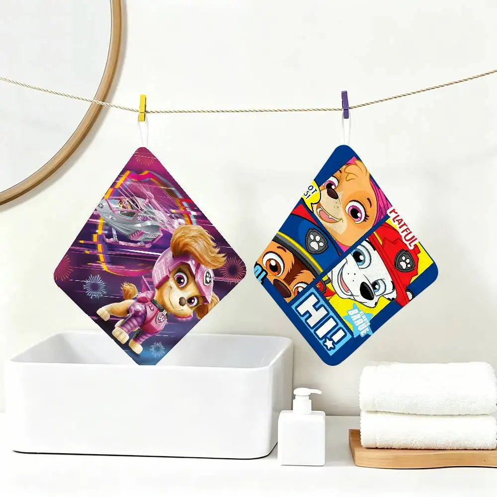 

P-Paw Cartoon Animal P-Patrols Polyester Cotton Hand Wiping Towel, Hanging Towel, Quick Dry for Kitchen Bathroom Daily Supplies