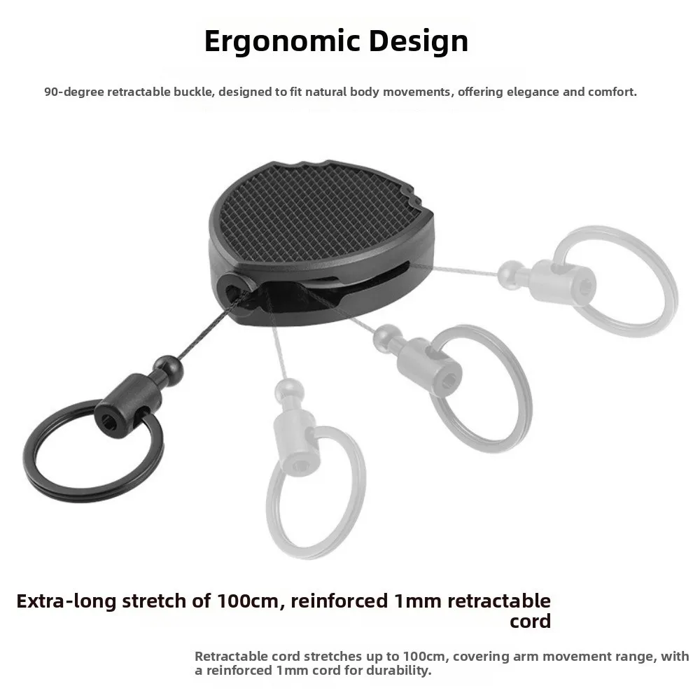 New Extended Retractable Keychain Shield Shape Anti-Loss Retractable Key Holder Belt Attachment Key Reel Key Carrying
