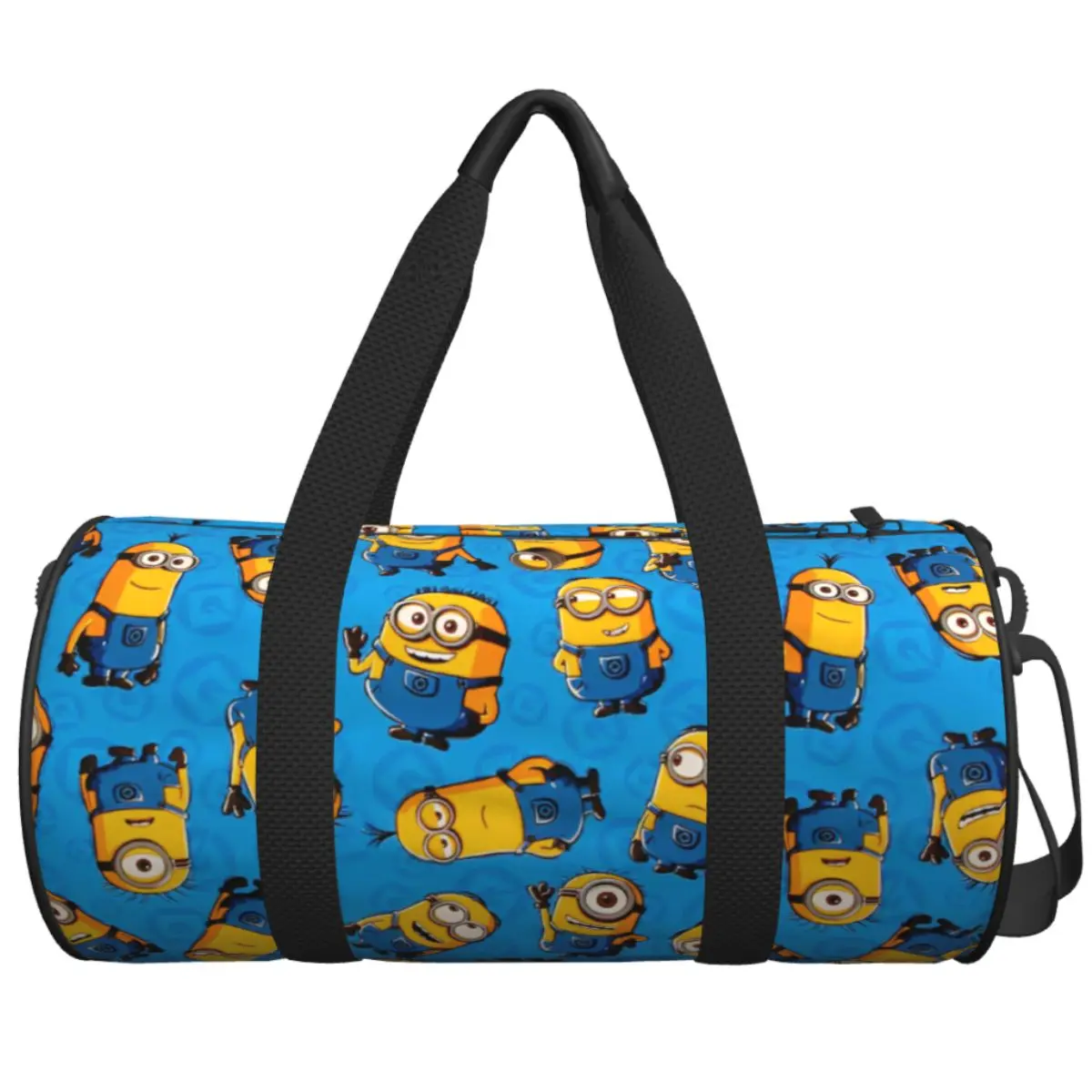 

Cute Cartoon Minions Travel Bag Yellow Big Eyes Swimming Sports Bags Large Gym Bag Male Female Pattern Oxford Fitness Bag