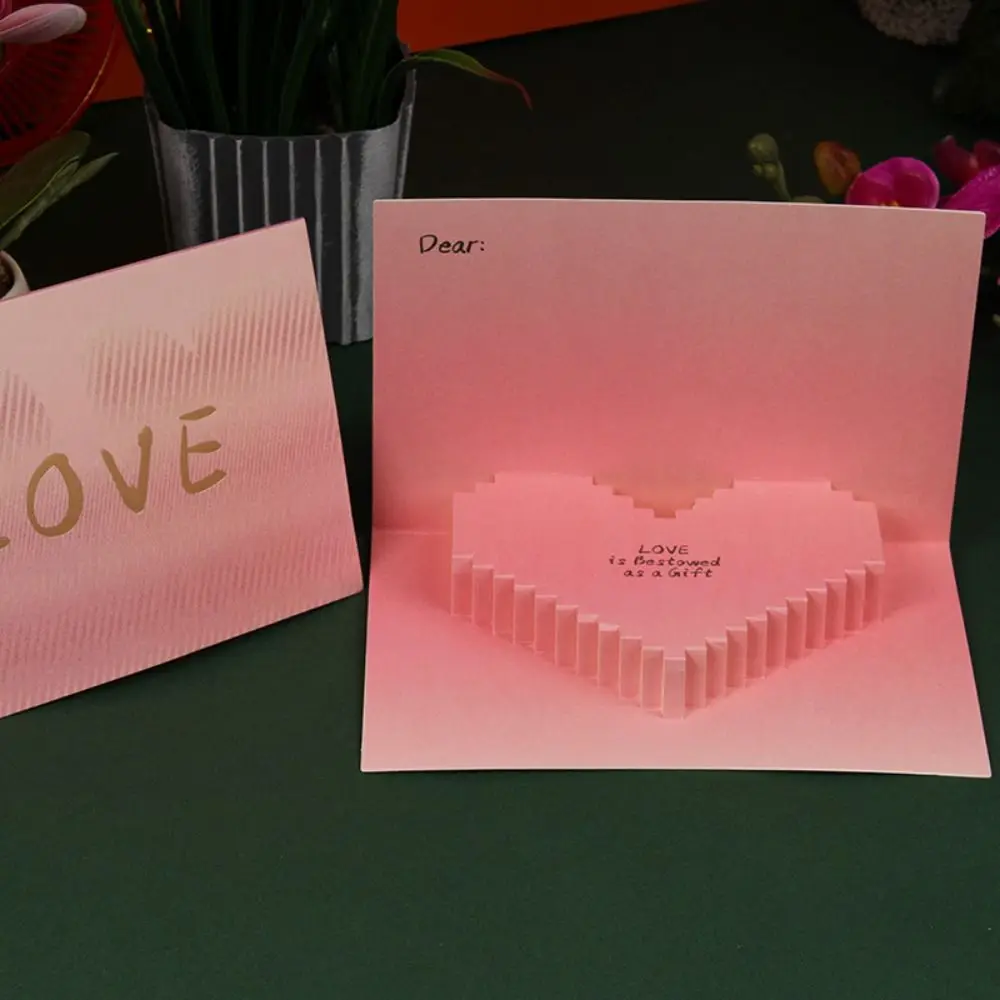 Paper Sculpture Valentine's Pop Up Cards Three-dimensional Beautiful 3D Greeting Card Handmade Gradient Color