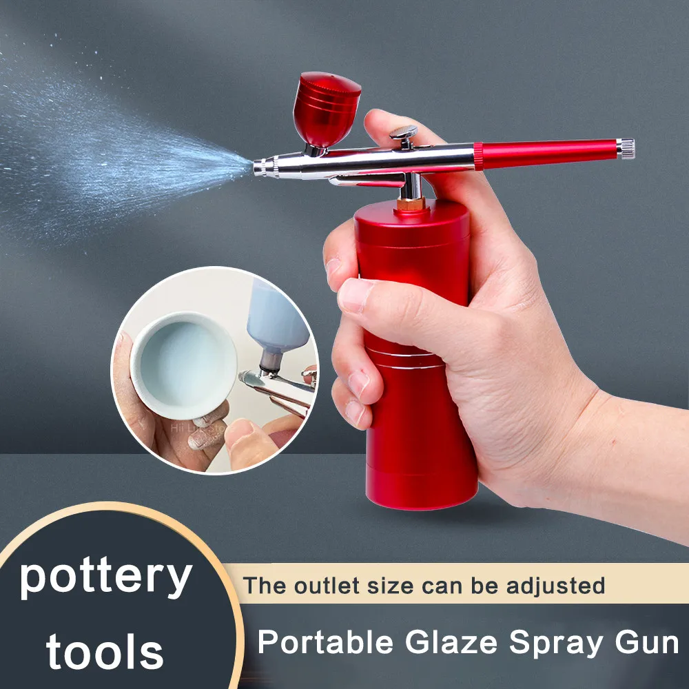 Pottery Portable Spray Gun Stainless Steel Spray Pot Glaze Tool with Air Pump Paint Spray Gun Ceramic Glazing Blowing Glaze