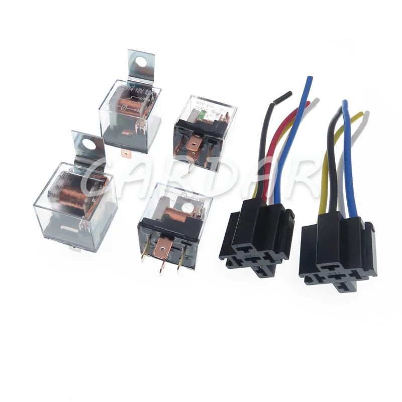 

4-контактное 5-контактное прозрачное реле 80A 12 В 24 В водонепроницаемое автомобильное реле с разъемом жгута проводов для фары, вентилятора, кондиционера