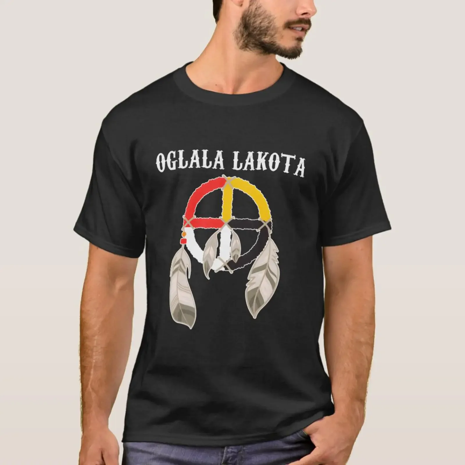 Oglala Lakota Sioux South Dakota Medicine Wheel La T Shirt vintage Washed homme Casual Soft Stretched Top For Everyday Wear