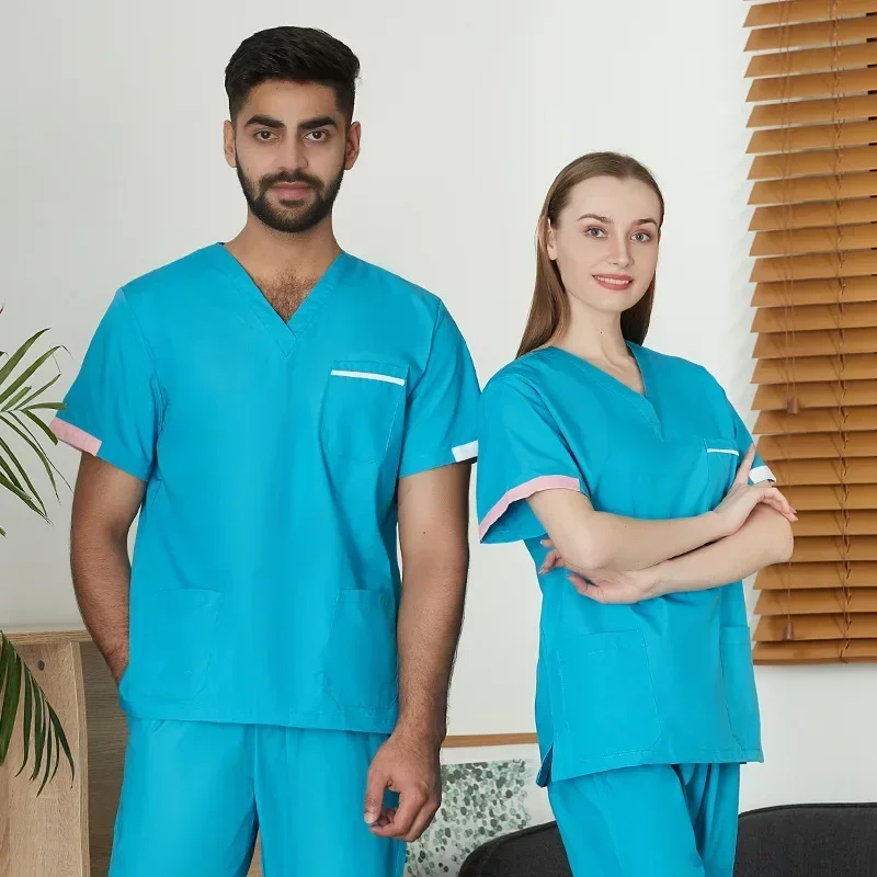 Hospital doctors wash hands wear split sets short sleeved brush hand clothing oral and dental nurses surgical clothing wholesale