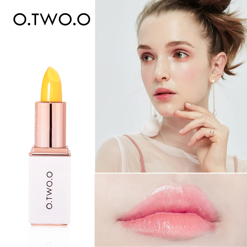 O.TWO.O Lip Balm Color Change Lipstick Natural Peach Lip Gloss Moisturizing Reducing Lip Lines Jelly Plump Lip Care Cosmetics